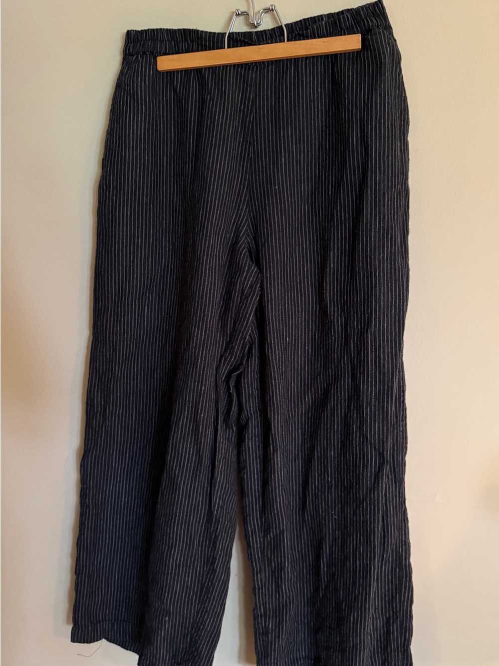 Gudrun Sjoden Black Linen Pinstripe Trousers